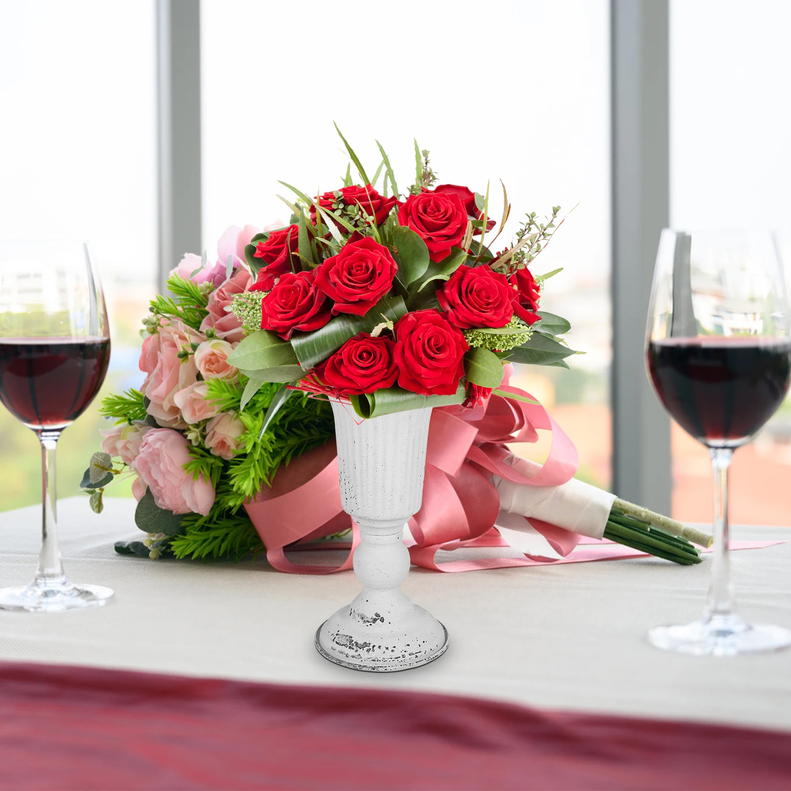 

Roman Style Metal Vase Vintage Rustic Flower Pot For Dried Flowers Wedding Centerpiece Iron Planter Home Decor