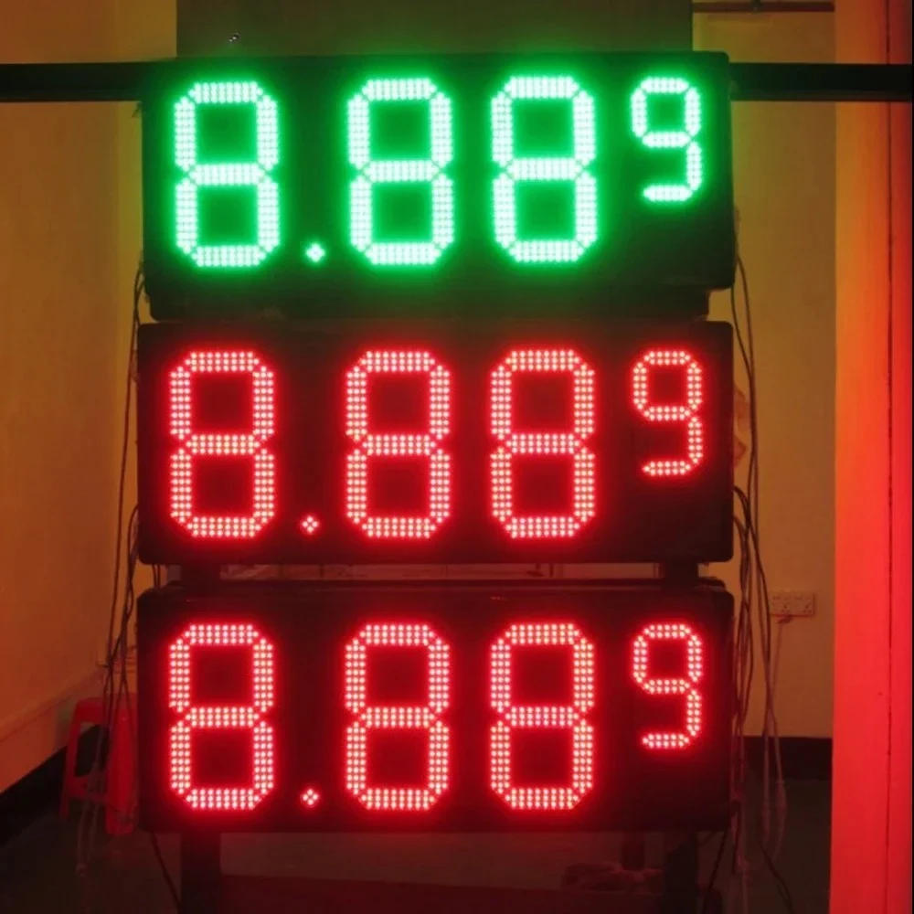 شاشة عرض سعر الزيت LED/عرض أرقام أرقام LED لوحة 7 أجزاء/عرض التحكم في لافتات أرقام سبعة أجزاء