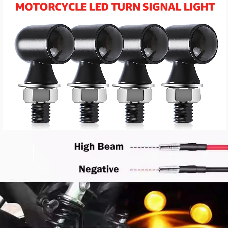 Motorcycle LED Turn Signal Light Amber Turn Signal Lamp Indicator 12V For HONDA YAMAHA Cafe Racer Bobber Signal Lamp