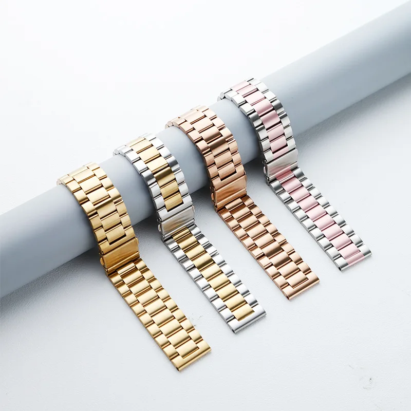 38/40/41/42/44/45/49mm for Apple Samsung Huawei GT4 Strap Three Beads Stainless Steel Solid Strap Metal IWatch Watch Strap