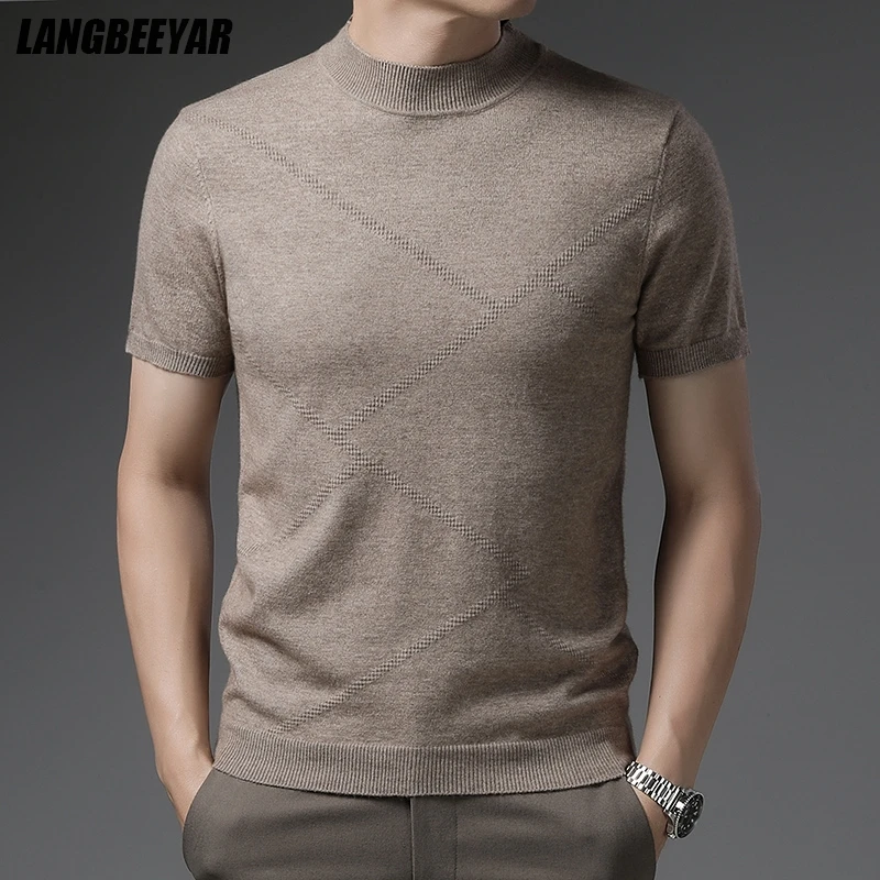 

Top Grade New Summer Brand Tops Sweater Men Turtleneck Hipster Trendy Tee Shirt Short Sleeve Casual Fashion Mens Clothes 2025