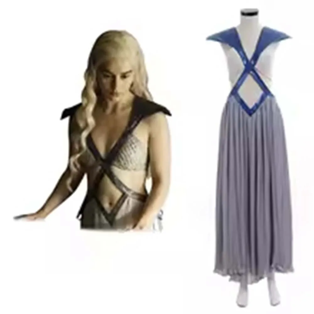 

TV Series Daenerys Cosplay Costume Women Sexy Crossed Backless Queen Dress Halloween Carnival Party Ball Gown