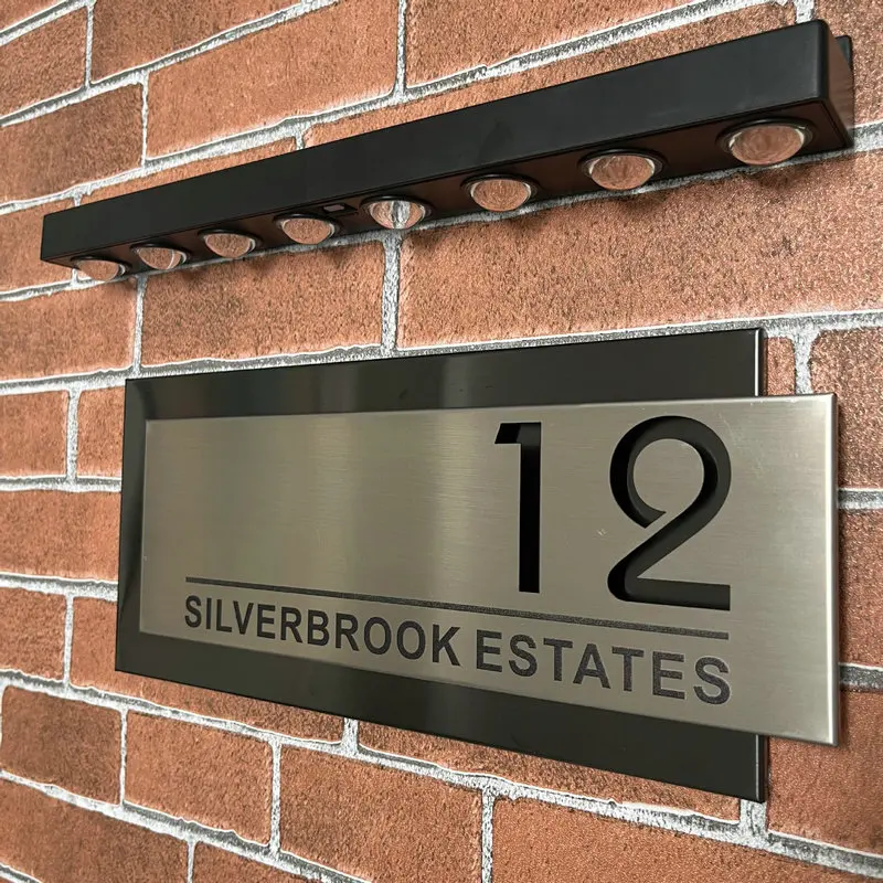 Custom Modern Residential Address Sign House Number Stainless Steel Signs Apartment Home Number Plaque Door Plates Garden Decor