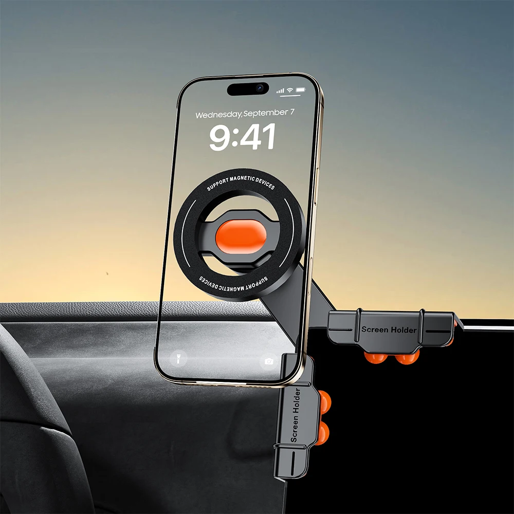 

Универсальный магнитный держатель телефона для автомобильного экрана, вращение на 360 градусов, сильный магнит, автомобильное крепление для iPhone 16, MagSafe Xiaomi