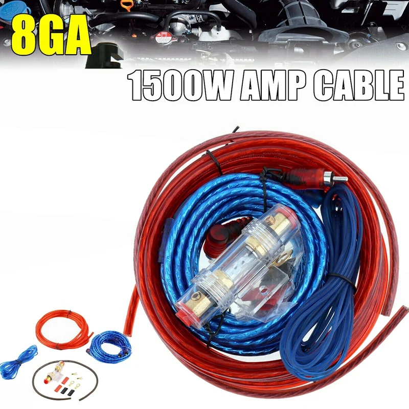 

1500W Car Amplifier Installation Wiring Harness Kit 8GA Audio Amplifier Subwoofer Power Cable