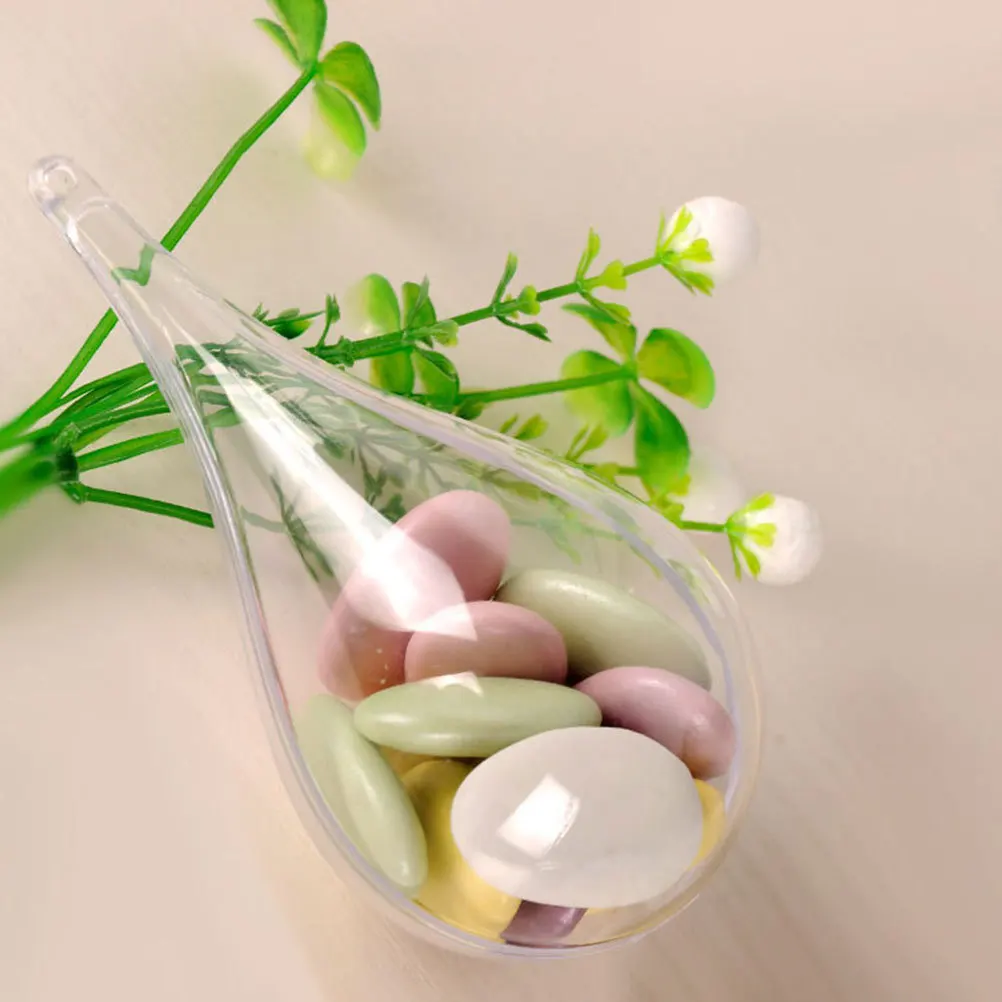 

6Pcs Clear Christmas Ball Hanging Fillable Transparent Drop Shaped Plastic Balls Wedding Party Decor Valentine Xmas Ornament