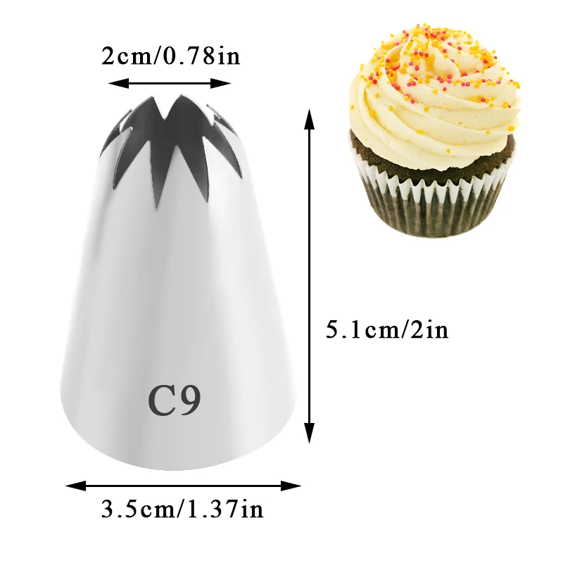 #C10 #C9 #C8 Large Stainless Steel Pastry Nozzles Icing Piping Tips Cream Rose Cake Decorating Cupcake Kitchen Baking Tools