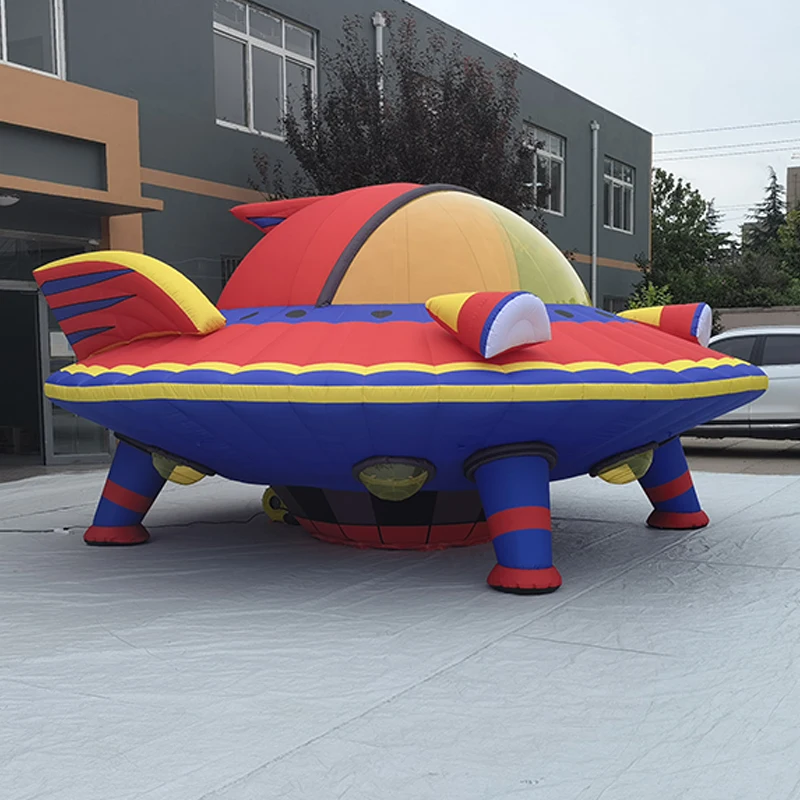 Custom Artistic Giant Inflatable UFO Model Flying Saucer Alien Decoration Waterproof Durable Cartoon Theme for Stage Performance
