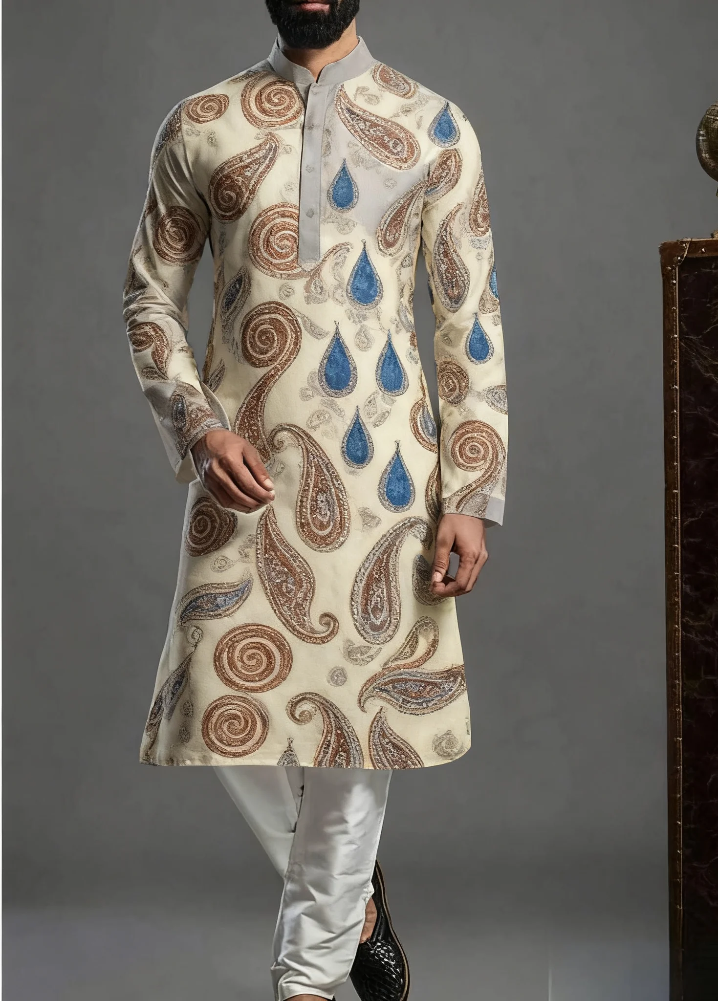 2026Kurt Men's Digital Printed Patterns with Multiple kurta vardha Fashionable Casual Fit Regular Robe Suitable for All Occasion