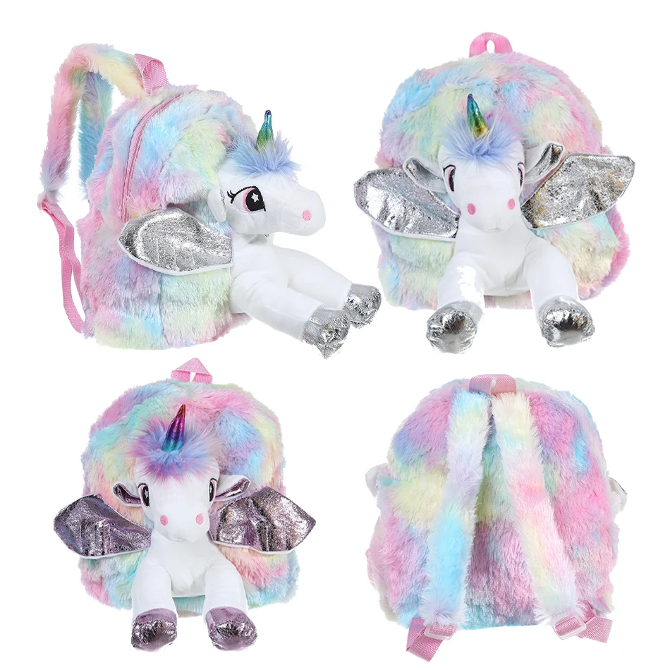 Kids Toddler 3D Cute Plush Backpack Stuffed Unicorn Toys Girls Schoolbag Backpacks Kindergarten Preschool Plush animal Baby Bag