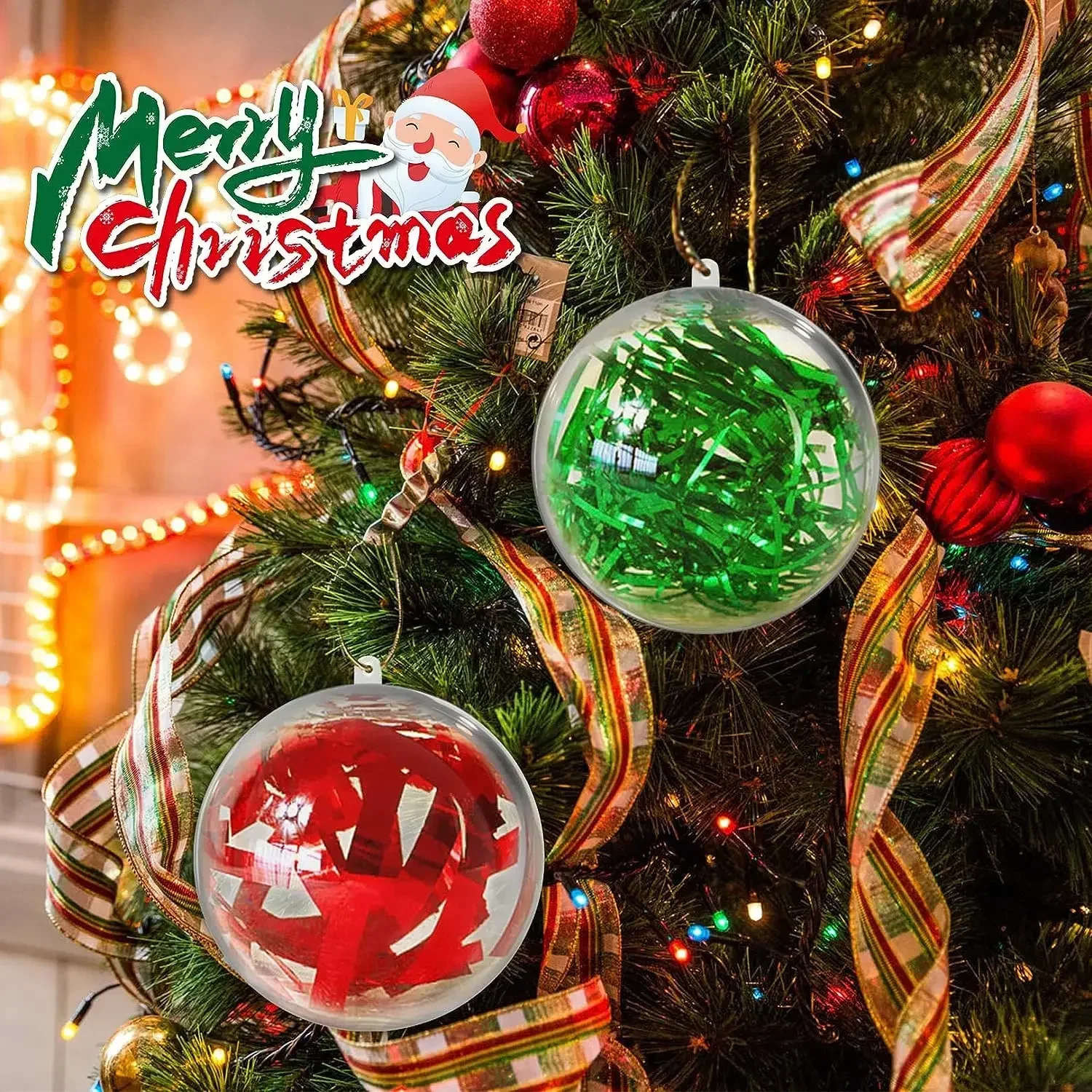 5/6/8/10/12cm Christmas Ornaments Balls Transparent Plastic Balls Creative Hanging Ball Ornament Holiday Decorative Gift Navidad