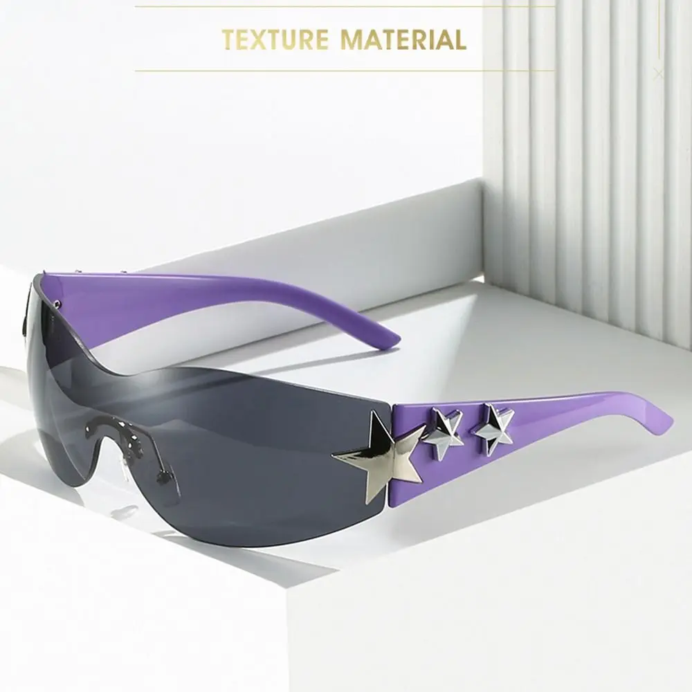 Rimless Y2K Sunglasses Fashion Futuristic Aesthetic Shades UV400 Protection Star Wrap Around Sun Glasses for Women