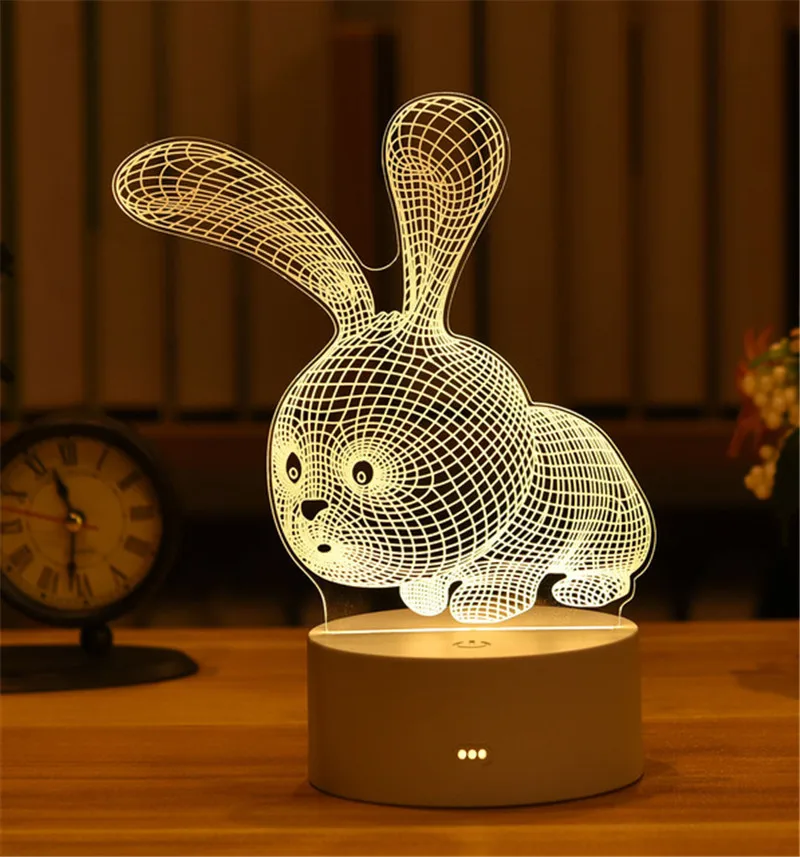 3D Lamp Acrylic LED Night Lights Christmas Party Decoration Night Light for Home Bedroom Decor New Year Wedding Neon Lamp USB