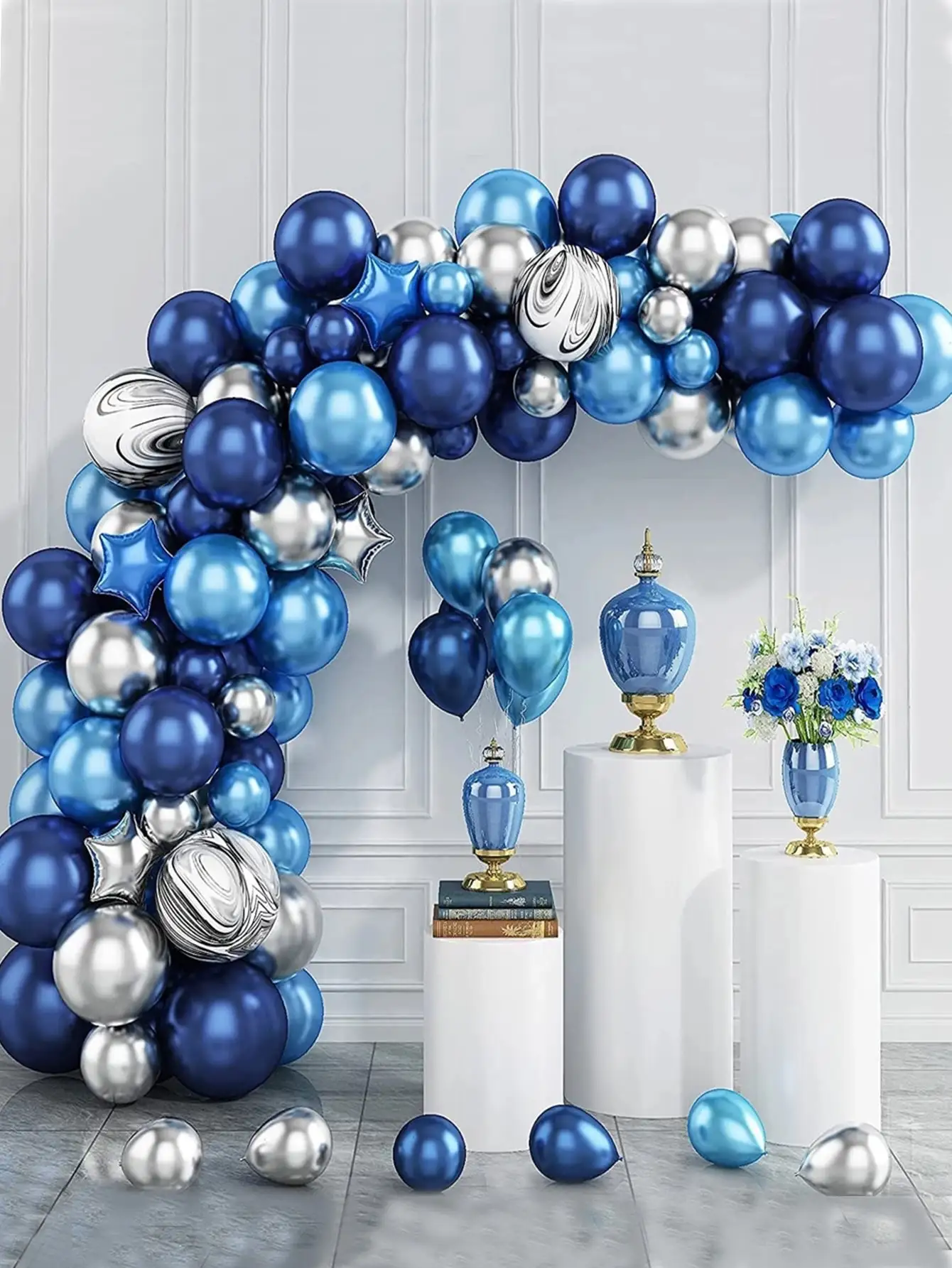 Metal Pink Blue Agate balloon Arch Set Baby Shower Girls or Boys Decorations Gender Reveal Party Baptism Birthday Party Supplies