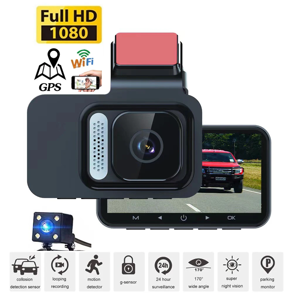 

Car DVR 1080P HD WiFi GPS Car Video Recorder Dash Cam Night Vision Car Accessories Auto Black Box Rear View Reverse Car Camera