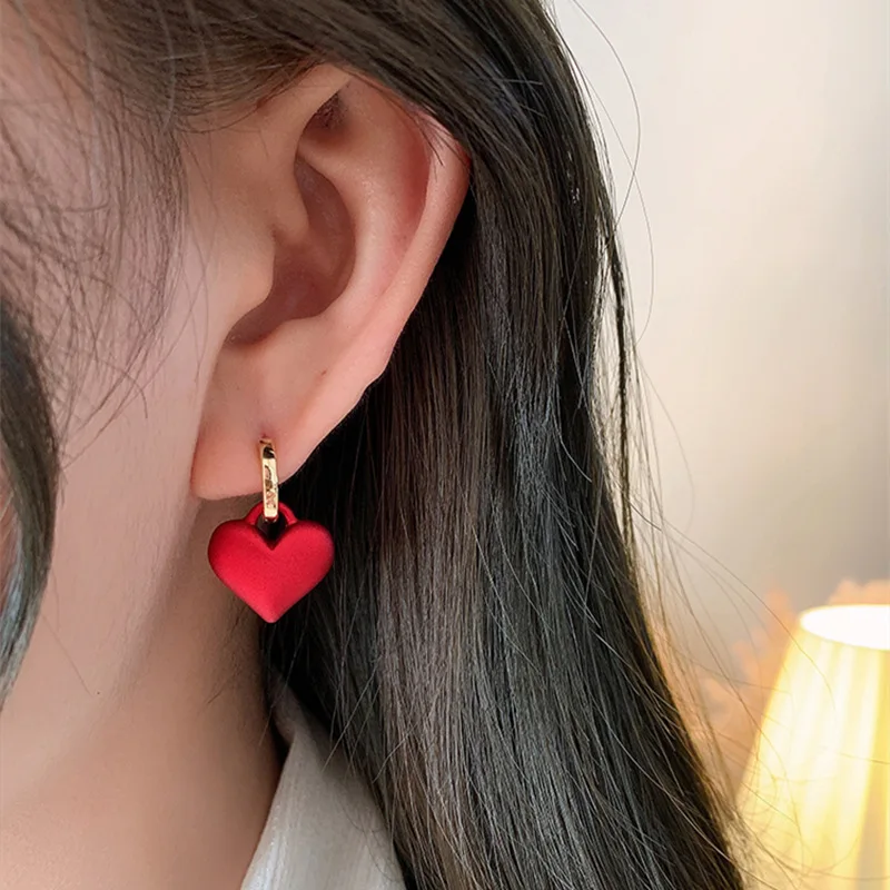 Korean Star Moon Heart Zirconium Ball Triangle Tassel Stud Earrings Women Light Luxury Elegant Girlfriend Jewelry