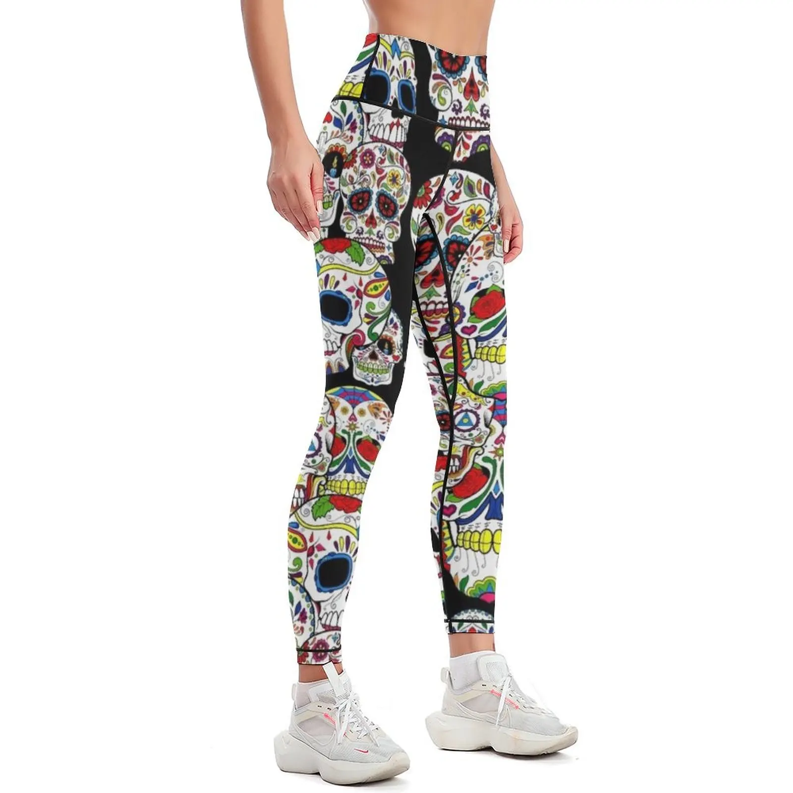 Sugar skull collage 2 Leggings sports woman gym gym womans Womens Leggings