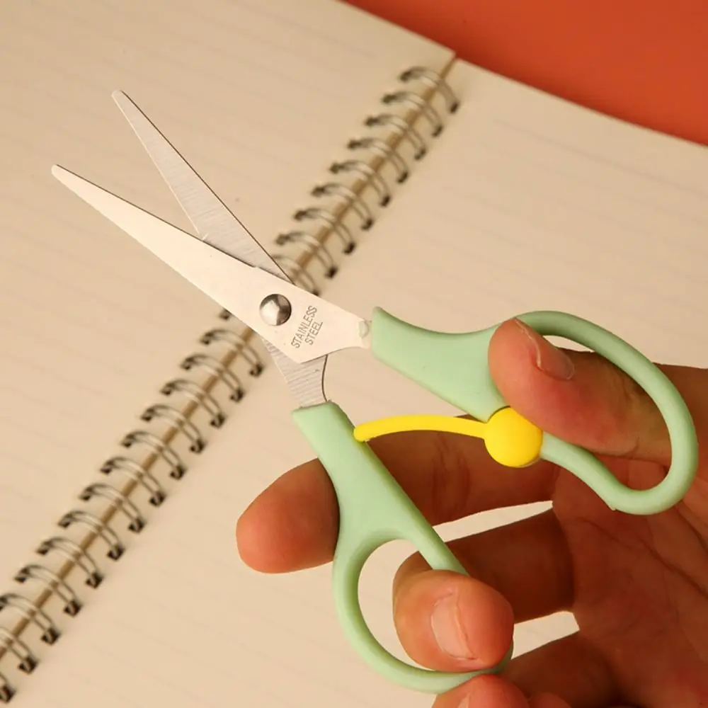 V Shape Anti-pinch Elastic Scissors Safe with Cap Craft Scissors Paper Work Minimalistic Stationary Scissors Office Supplies