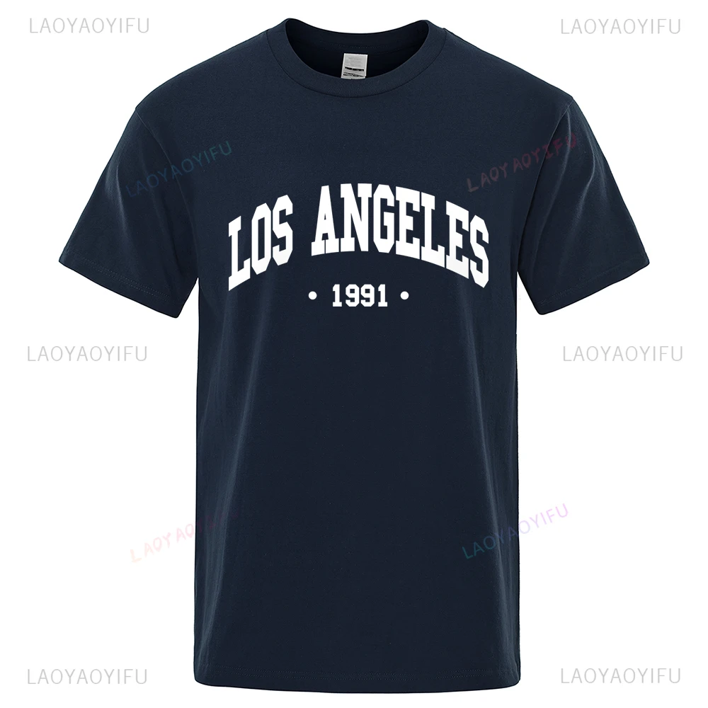 1991 Los Angeles Vintage City Script Graphic Tee Unisex Oversized Streetwear Summer Comfort Fit Breathable Apparel