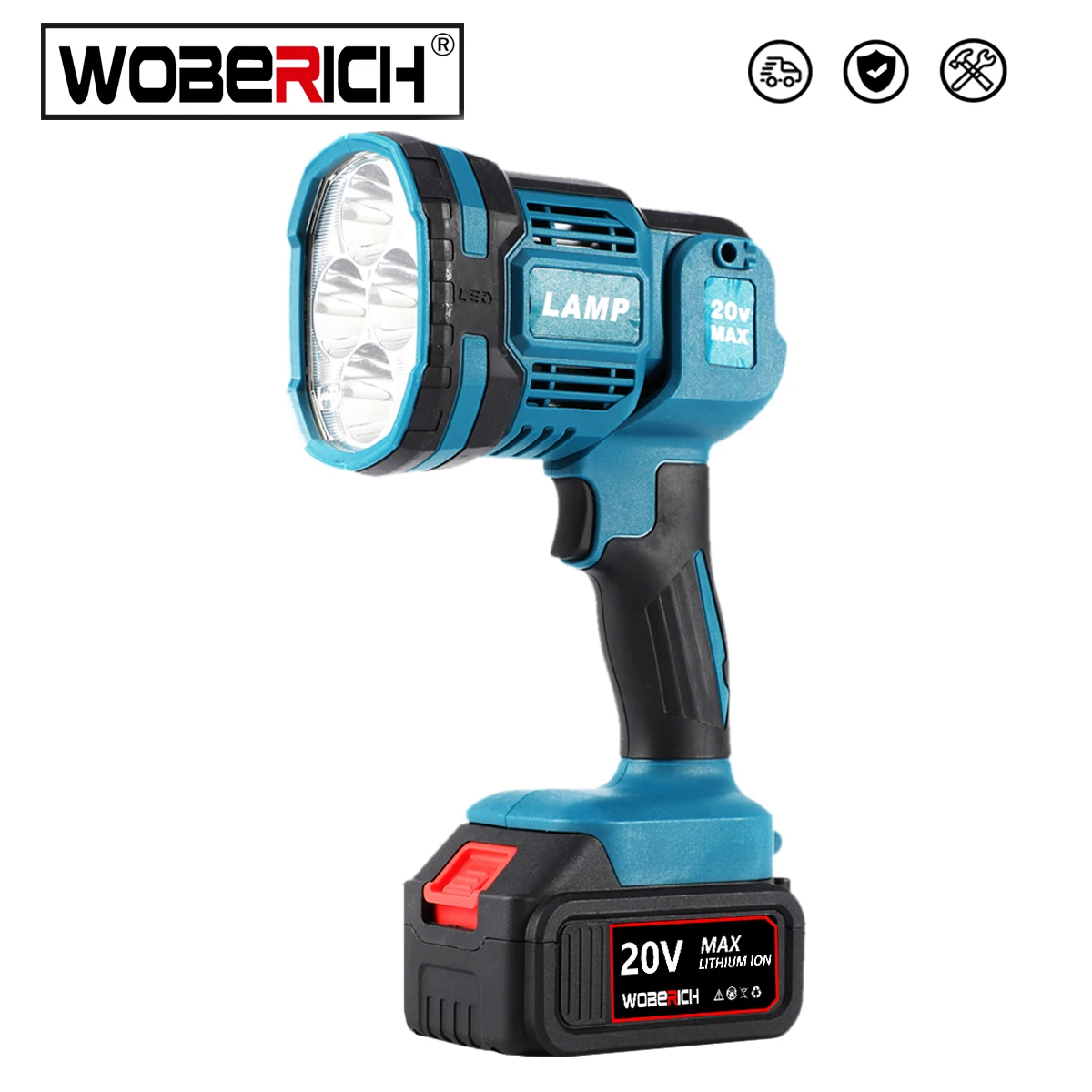 Cordless LED Flashlight Work Light Handheld Spotlight Outdoor Emergency Lighting For Makita 18V Battery By WOBERICH