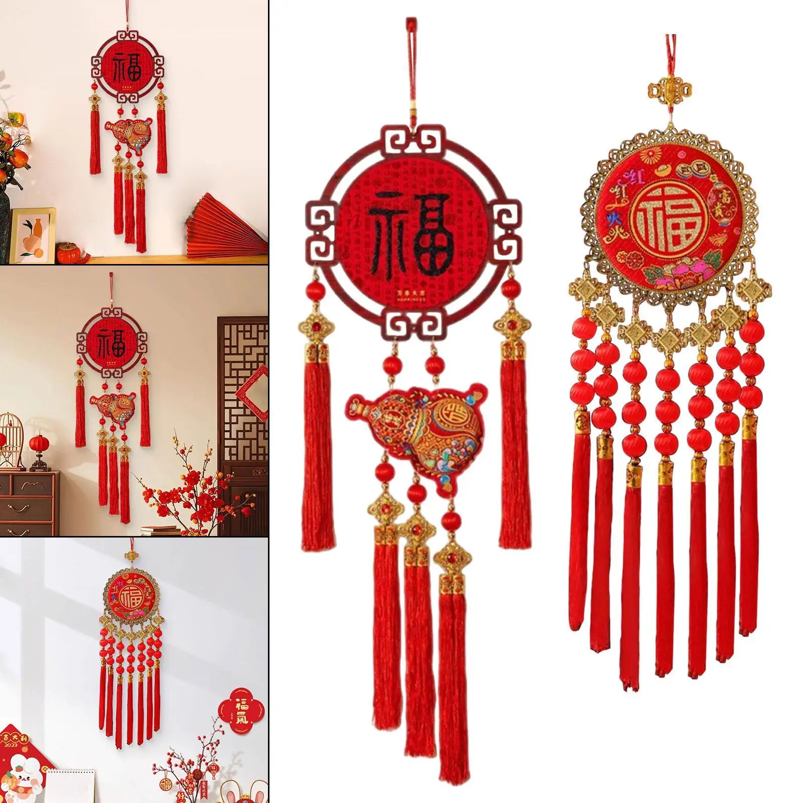 

Chinese New Year Ornament Entryway Pendant with Tassel for Front Door Porch Spring Festival Party Decoration