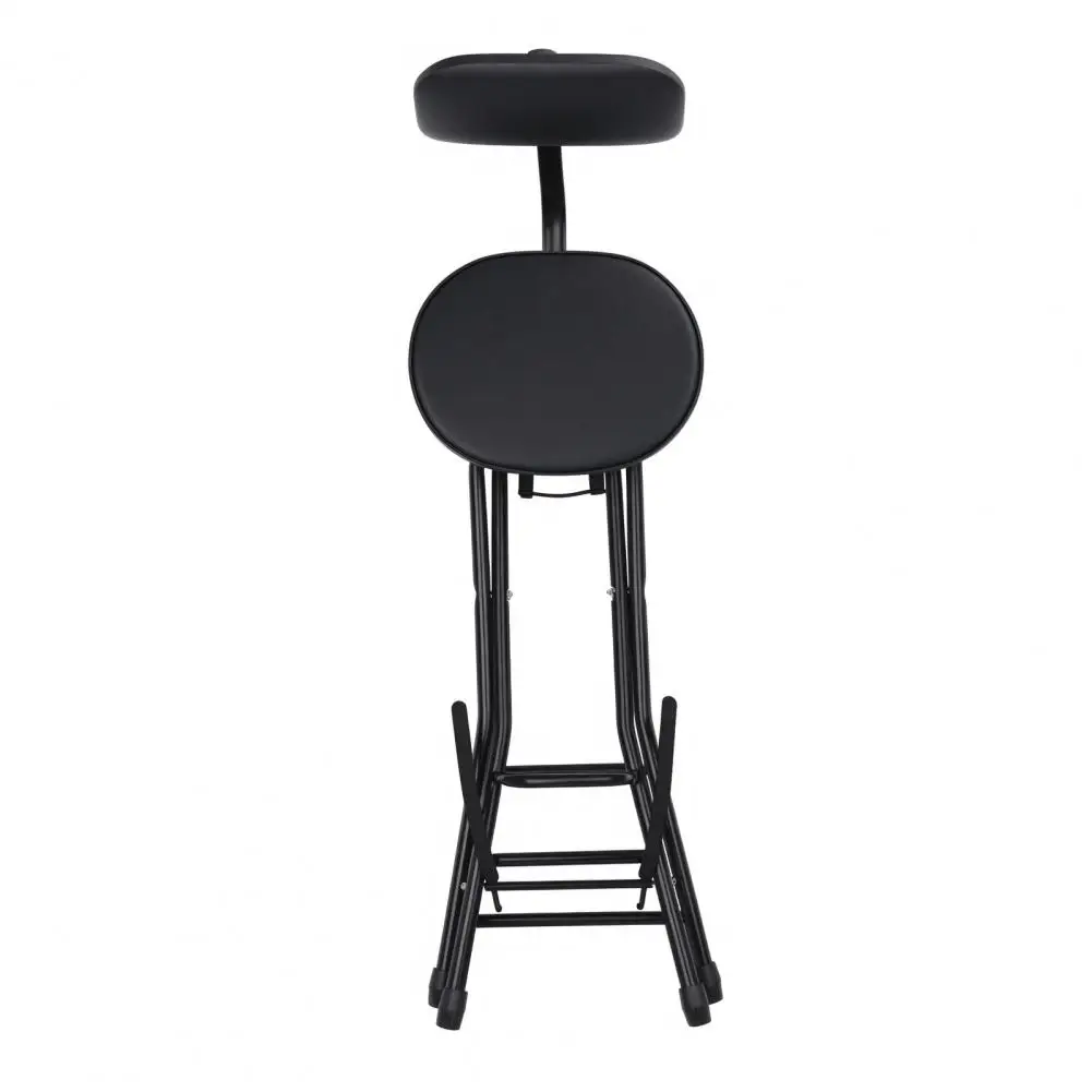 Guitar Stool with Padded Cushion Heavy-Duty Ergonomic Backrest Folding Chair with Guitar Stand Adult Portable Folding Stool