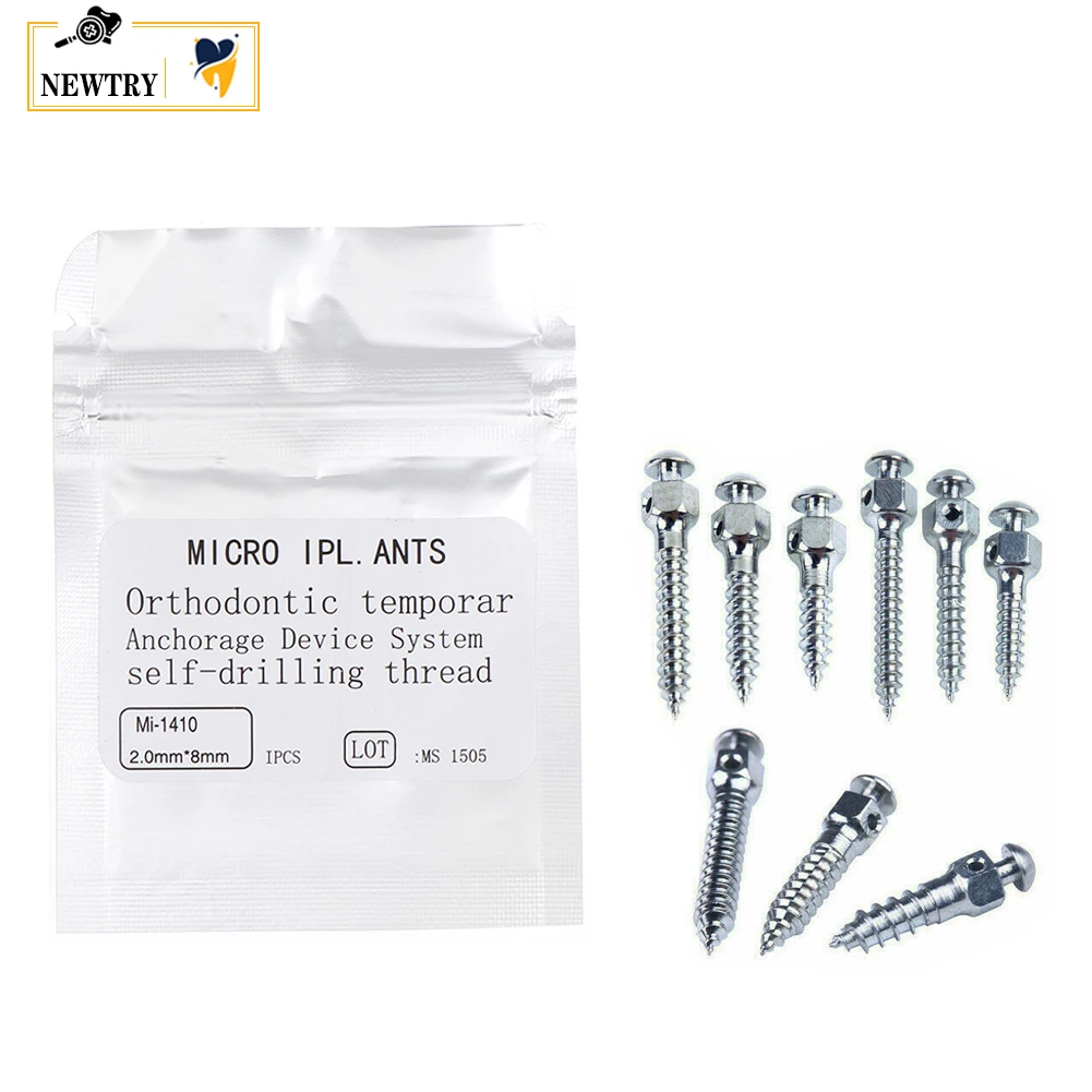 2Pcs Dental Orthodontic Micro Implants Titanium Alloy Anchorage Pin Temporary Root Canal Plated Mini Screw Self Drilling Thread