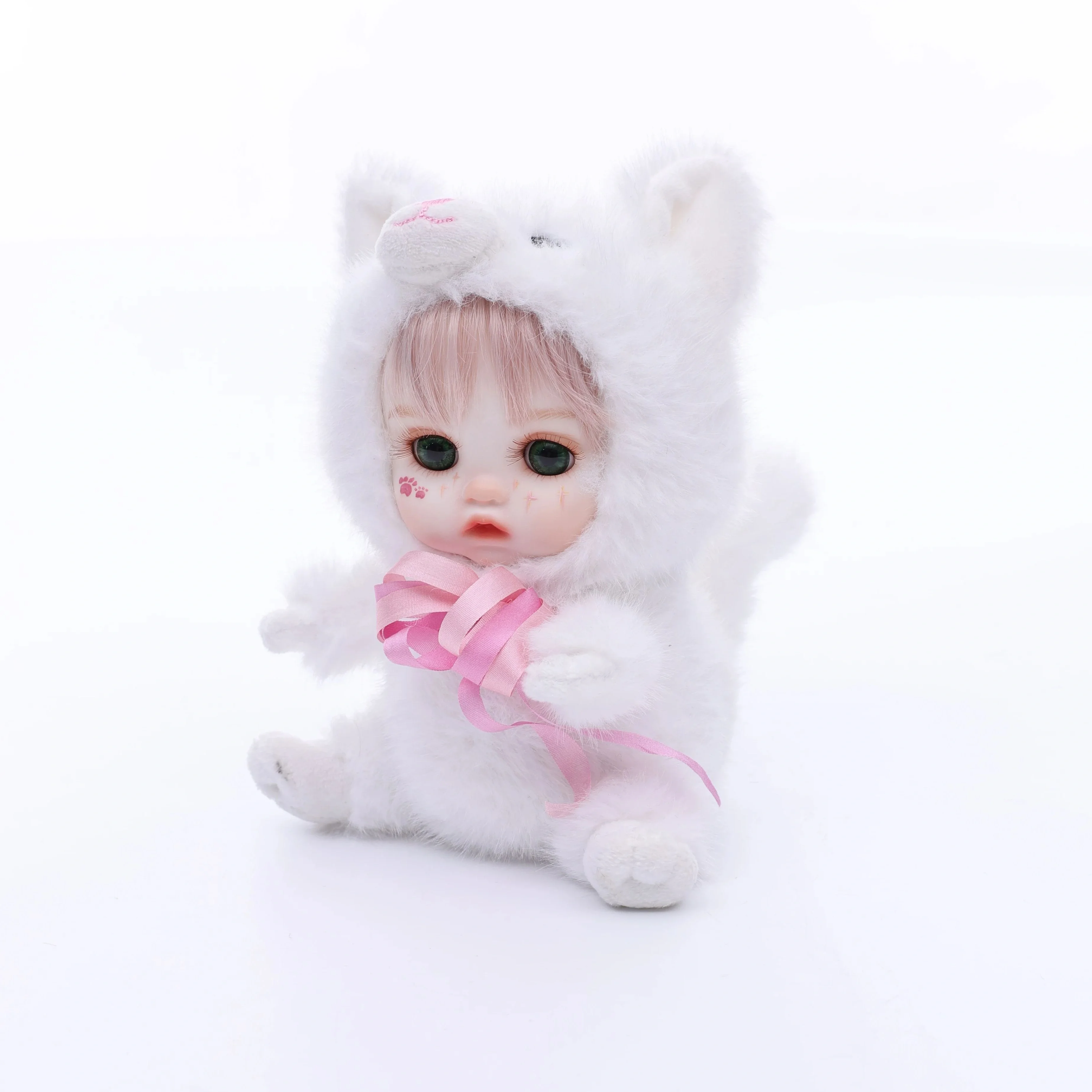 Cloveray Original 8 inch Porcelain Doll Kawaii Animal Ceramic Face Body Plush Doll High-quality Handmade Collectible Art Gift
