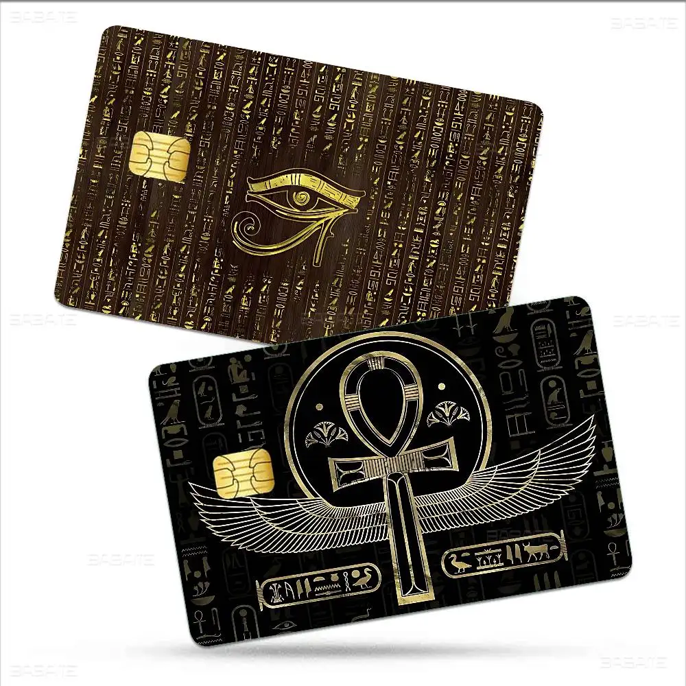 Ancient Egypt hieroglyph Cartoon Credit Card Skin Stickers for Bank Card Bus Metro Card Sticker Waterproof Women Gift