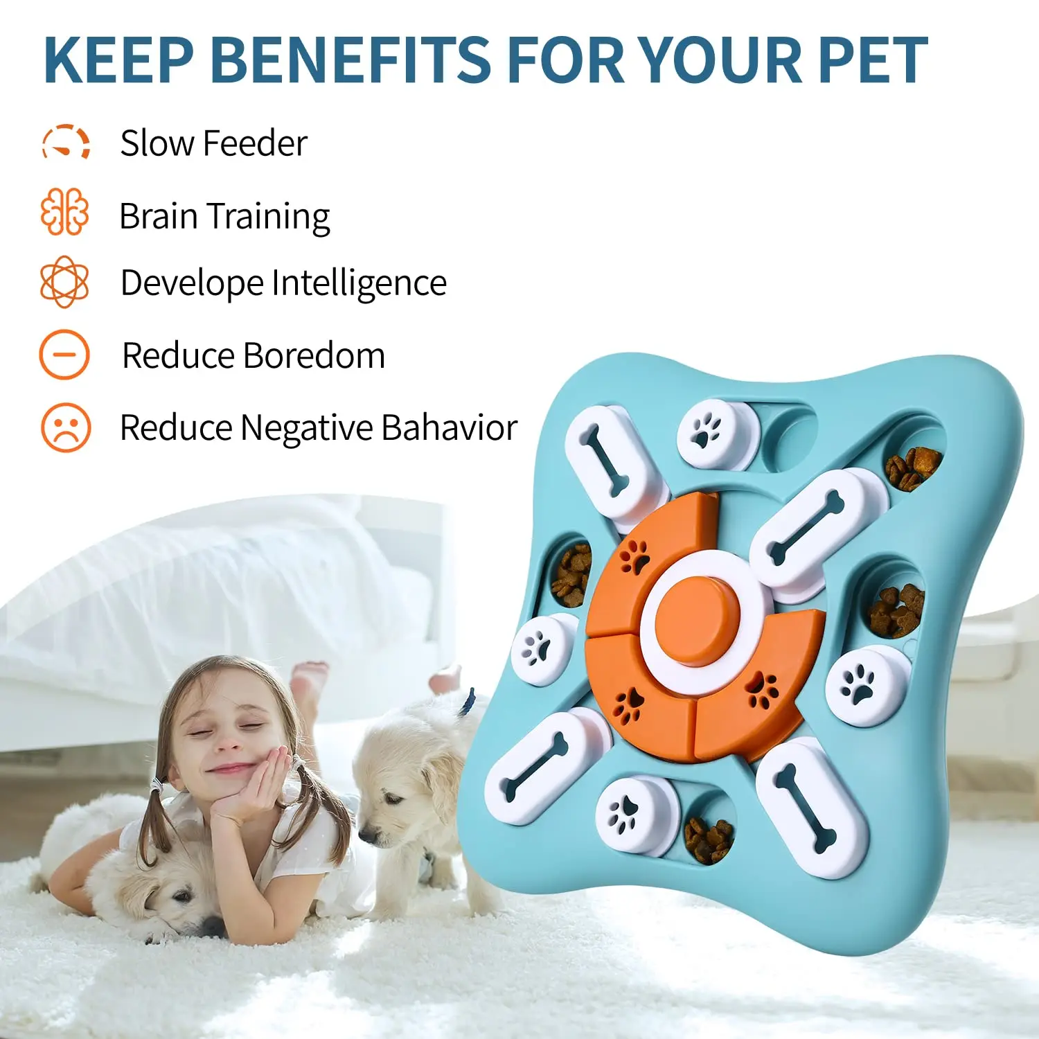 Interactive Dog Treat Puzzle Toys for IQ Training & Mental Stimulating,Fun Slow Feeder,Large Medium Small Dogs Enrichment Toys w