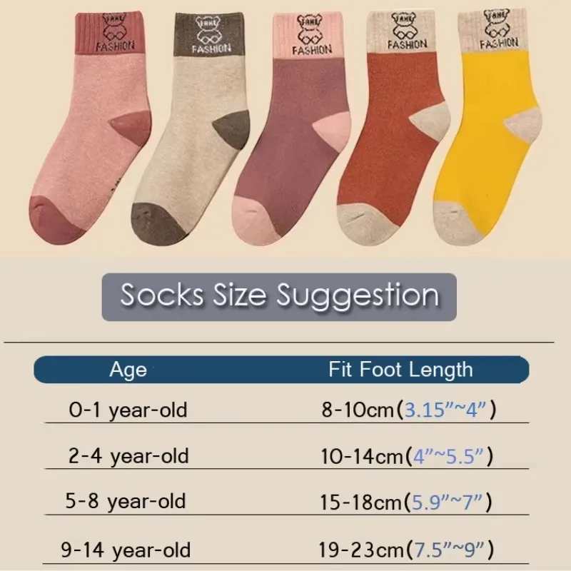 Wintersocken für Jungen und Mädchen, dicke Thermo-warme Baumwollsocken, verdickte Babysocken, Socken mit flauschigem Bärenmuster, 5 Paar – Detail 1