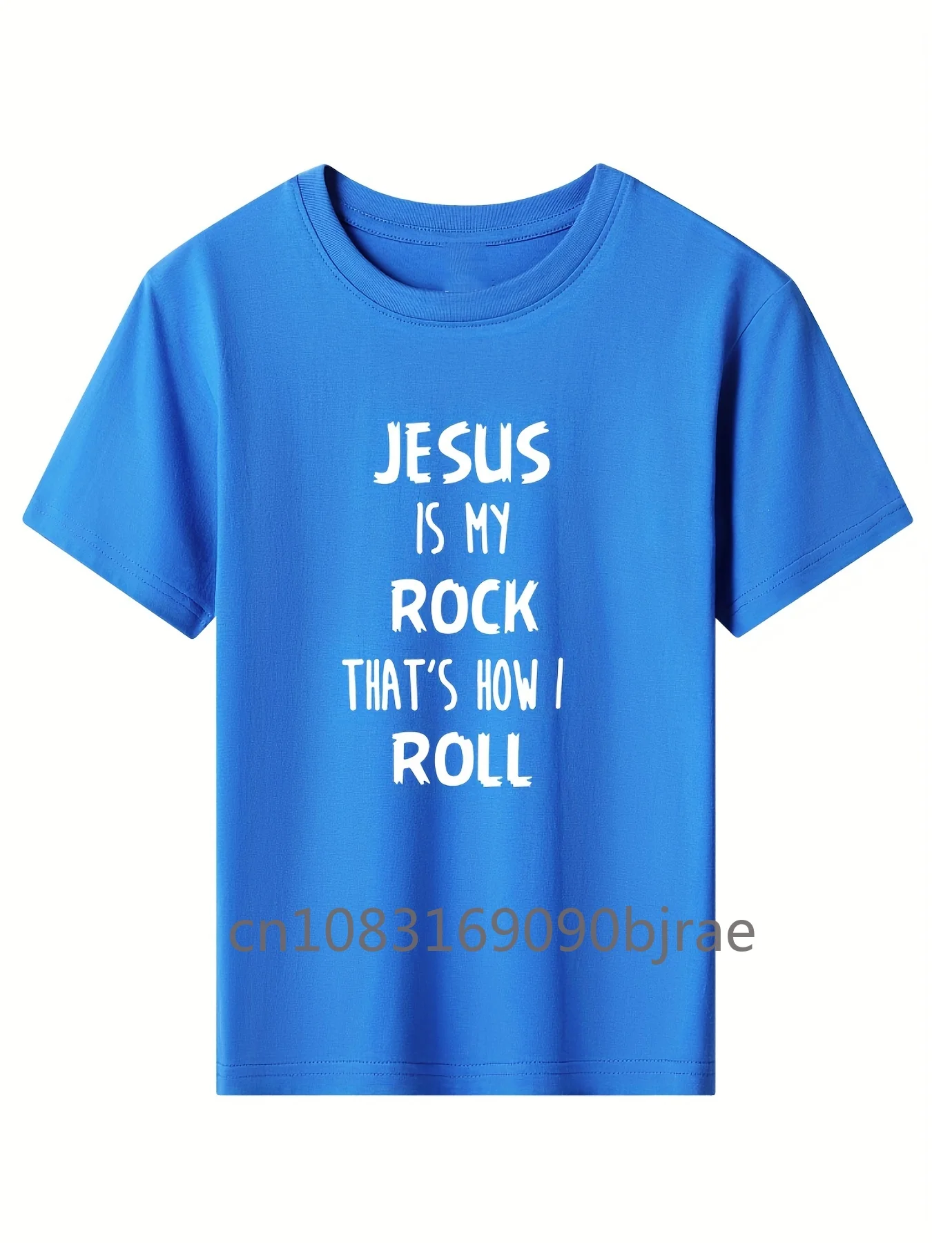 Summer Kids 'JESUS IS MY ROCK THAT'S HOW I ROLL' Letter Print Boys 100% Cotton T-shirt Casual Short Sleeve O-Neck Kids Clothing