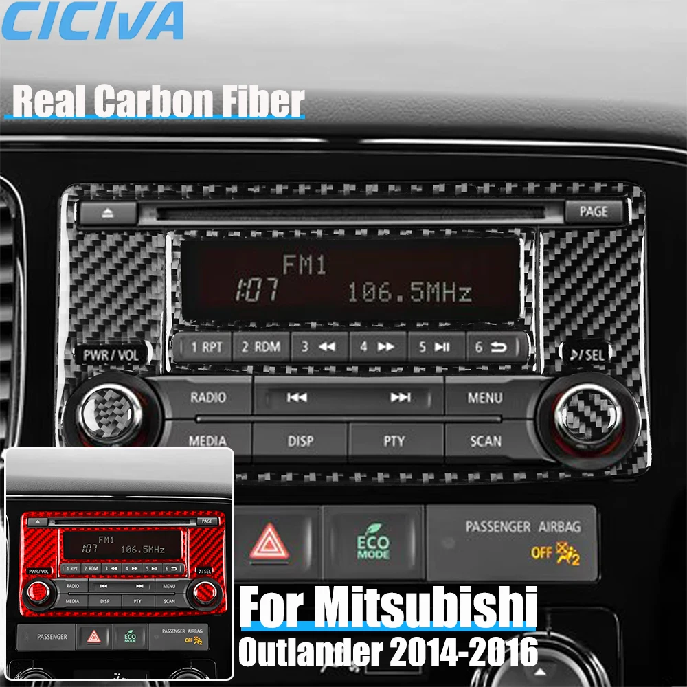 

Автомобильные аксессуары из настоящего углеродного волокна, центральная консоль, CD-плеер, декоративная крышка, мягкая наклейка для Mitsubishi Outlander 2014 2015 2016