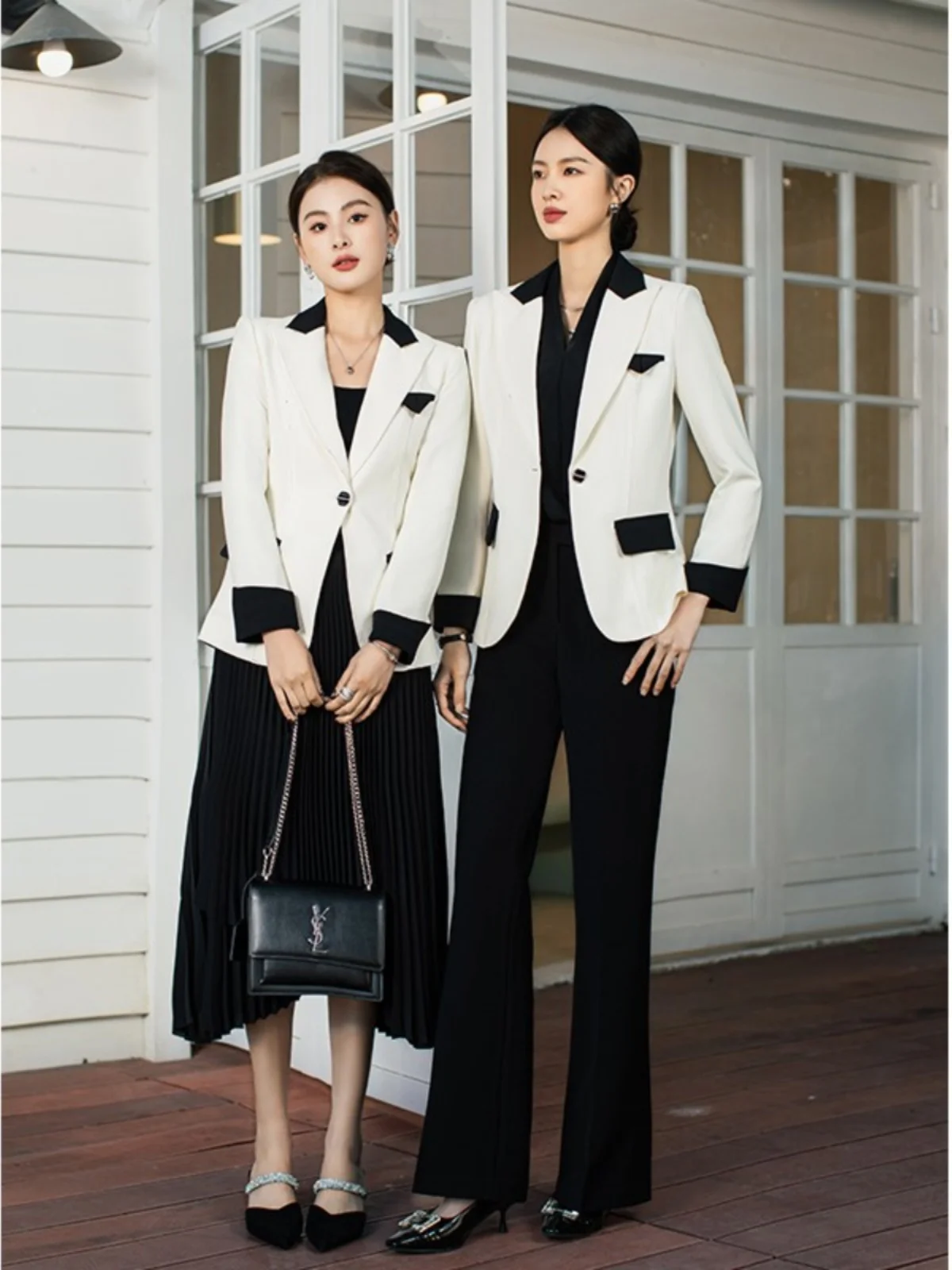 

Women's Commute Faion Suit Set Long Sve Color Blo Jaet And Pants Midi Dr Office Workwear Spring Autumn