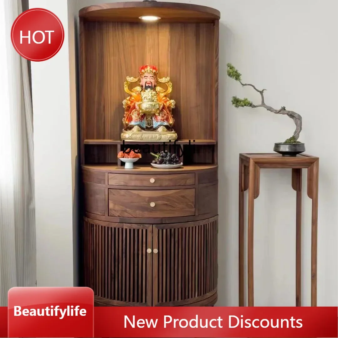 

A57 S Black walnut casket new Chinese vertical cabinet Buddhist cabinet household modern simple door