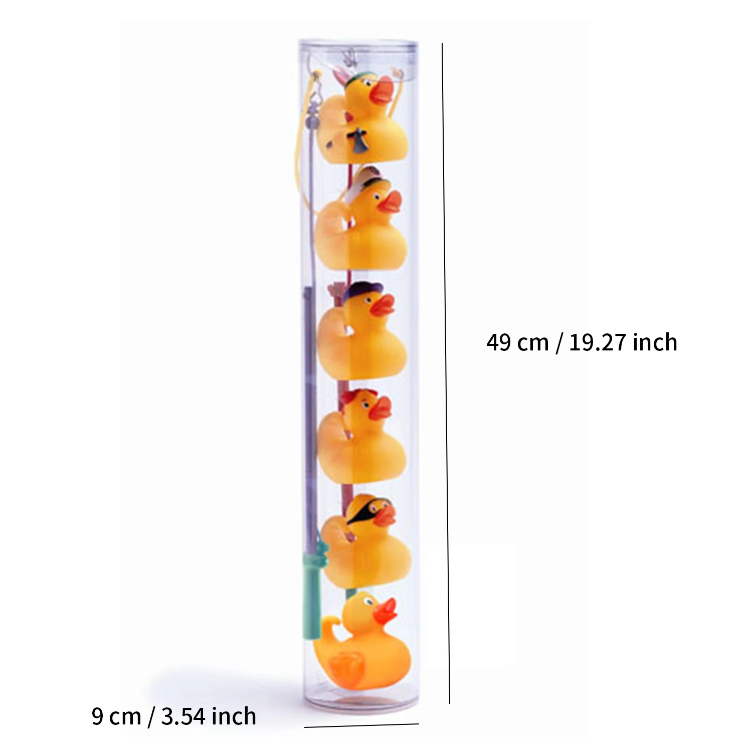 8 Pcs Bathtub Toy Duck Fishing Game - 2 toy fishing rods and 6 rubber ducks - teach numbers