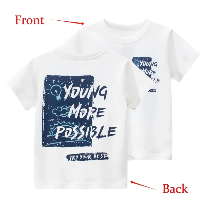 

2024 Summer New Children's Clothing Letter Print Boys T-Shirts Kids Fashion Short Sleeve O-Neck Bottoming Shirt Cotton Boy Tops