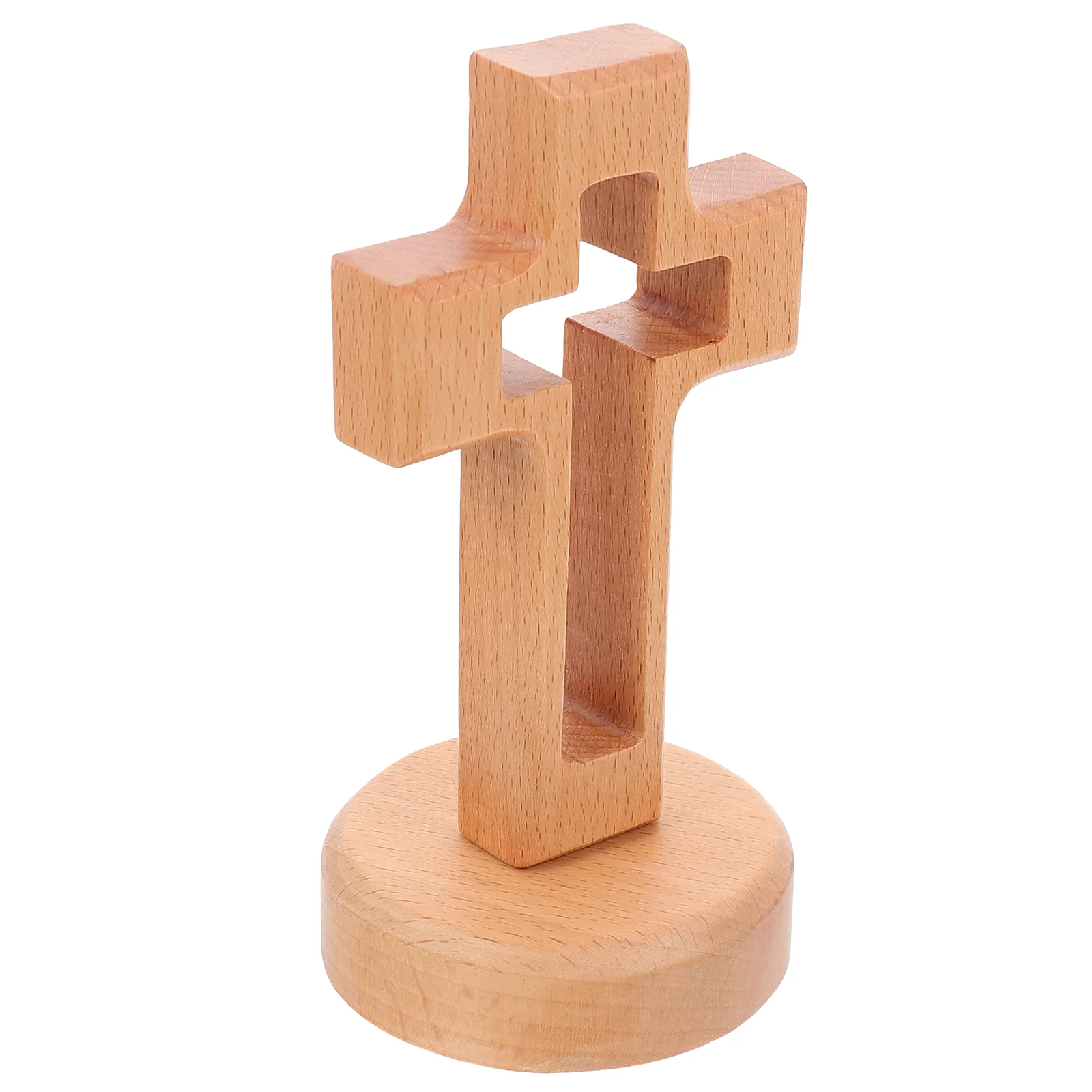 Wooden Cross Desktop Decoration Exquisite Detail Compact Size Round Edges Smooth Safe Meaningful Religious Cross Home