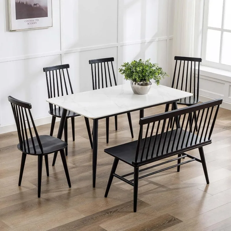 Dining Chairs Set of 4 Black Spindle Side Kitchen Rustic Farmhouse Chairs Black