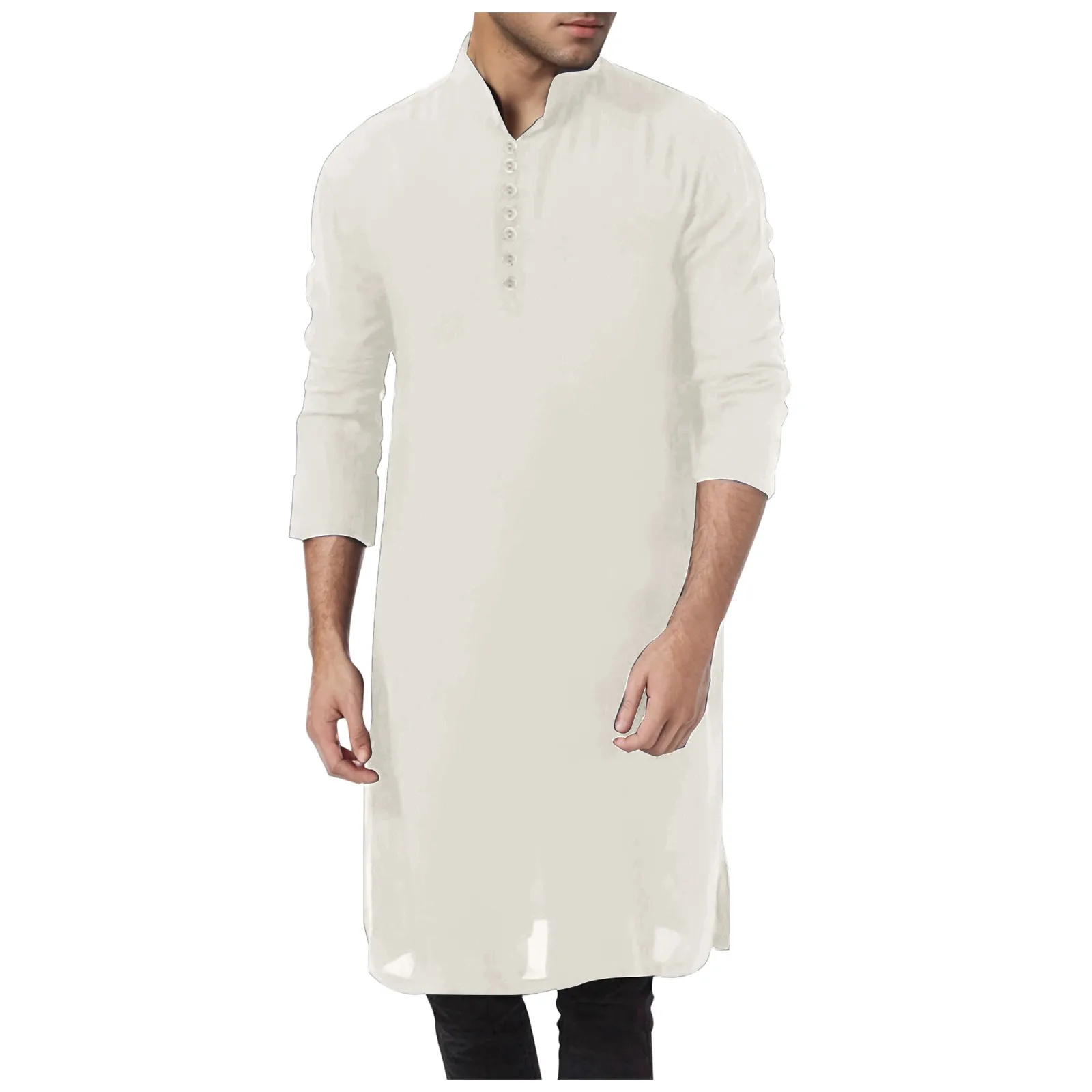 

Jubba Thobe Islamic Clothing For Muslim Fashion Man Long Robes Solid Long Sleeve Arabic Arab Simple Casual Mens Oversize Shirt