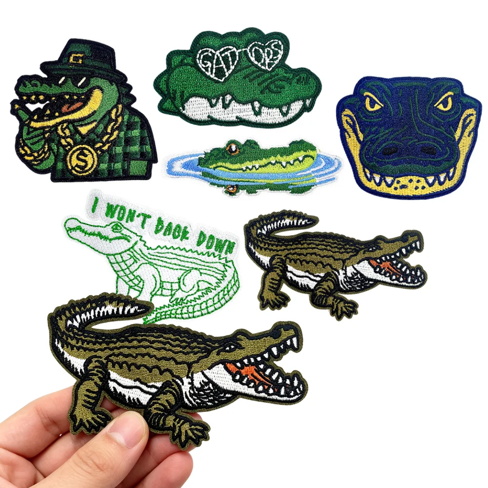 

Cartoon Crocodile Embroidery Patch Applique DIY T-shirt Backpack Iron on Patches Clothing Repair Sewing Accessories Stickers Bag