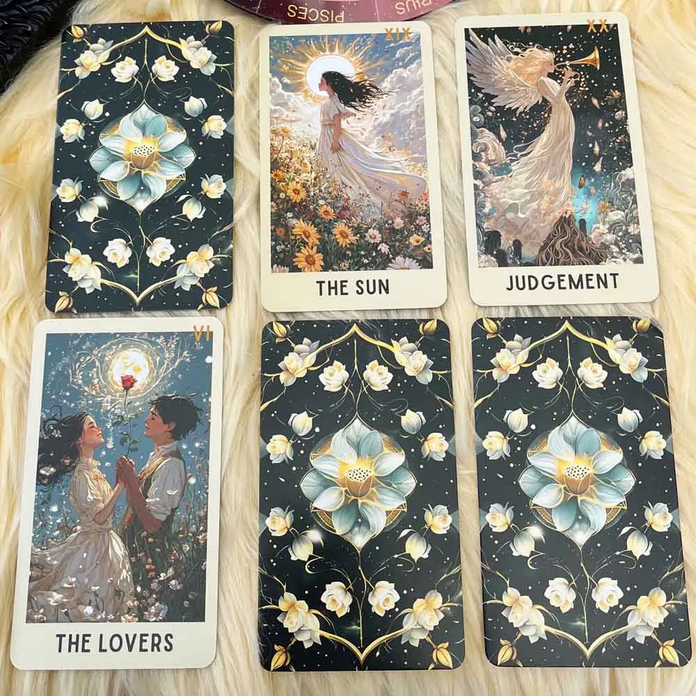﻿ 78pc Set Ethereal Bloom Tarot Cards Deck Trust Flower Theme Paper Tarot Guide Book English Card Game