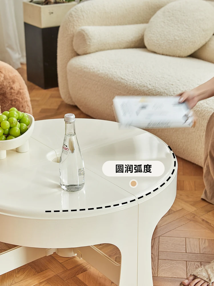 The product can be customized. Nordic cream style plastic combination small coffee table, small circular table for household use