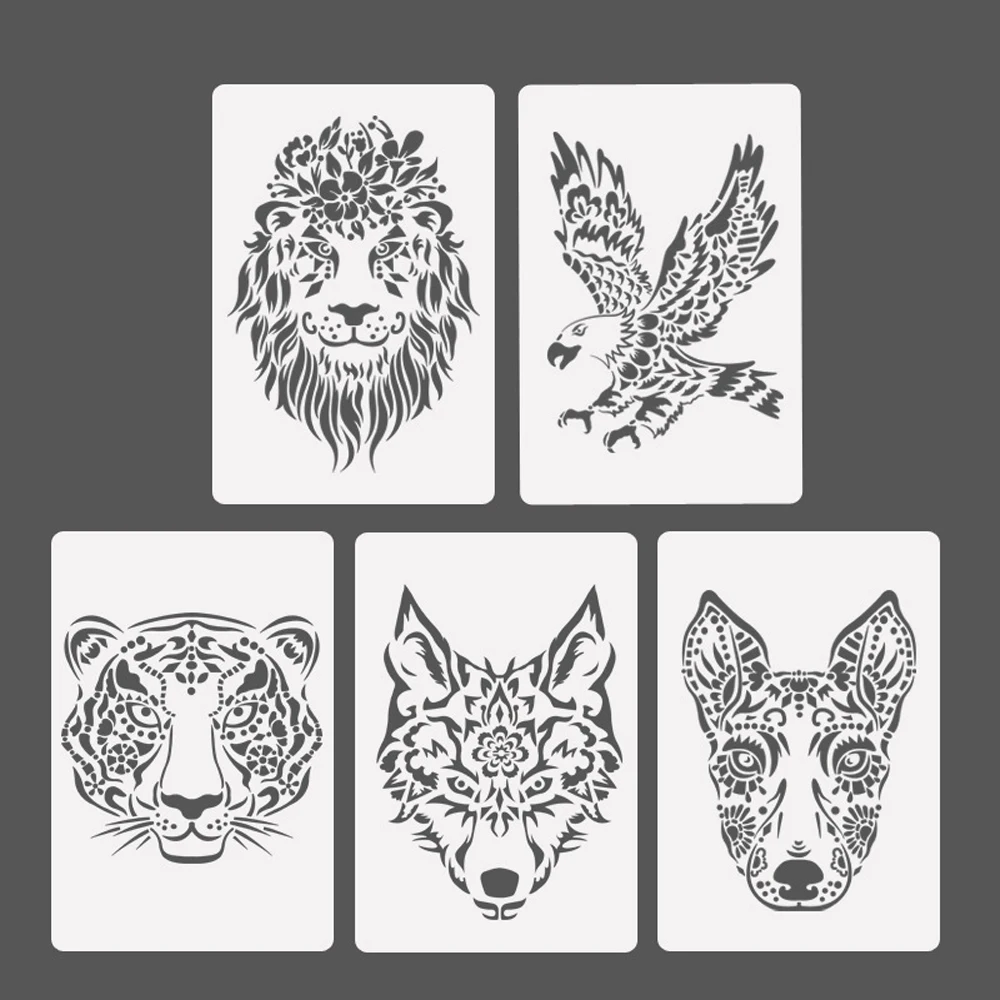 A4 29Cm Panda Tiger Leopard Wolf DIY Painting Stencils Wall Painting Scrapbook Coloring Embossing Album Decorative Template