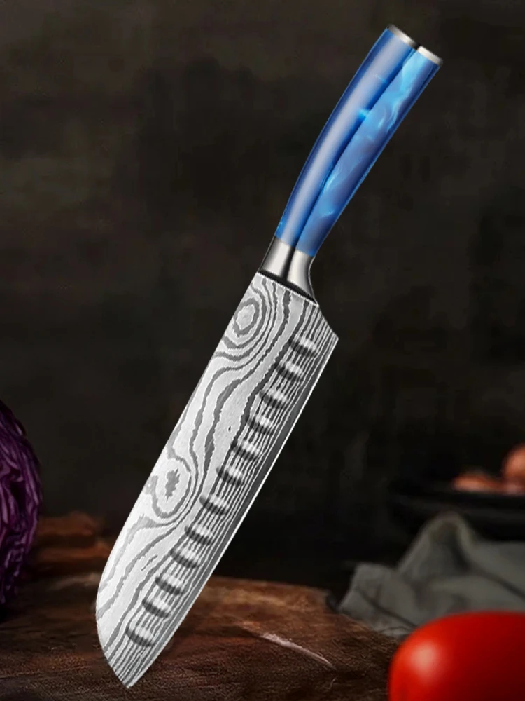 Professionelles 8-Zoll Santoku-Messer, Küchenmesser, Kochmesser mit Stahlklinge, Perfekt für Kulinarik-Enthusiasten, Kochzubehör