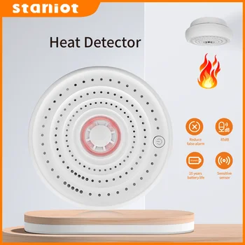 Smart Home Wireless Heat Detector 85dB High Decibel Fireproof Temperature Sensor with 10 Years Battery Life for Alarm System, Hot Turkey, 24 Hours Fast Shipping