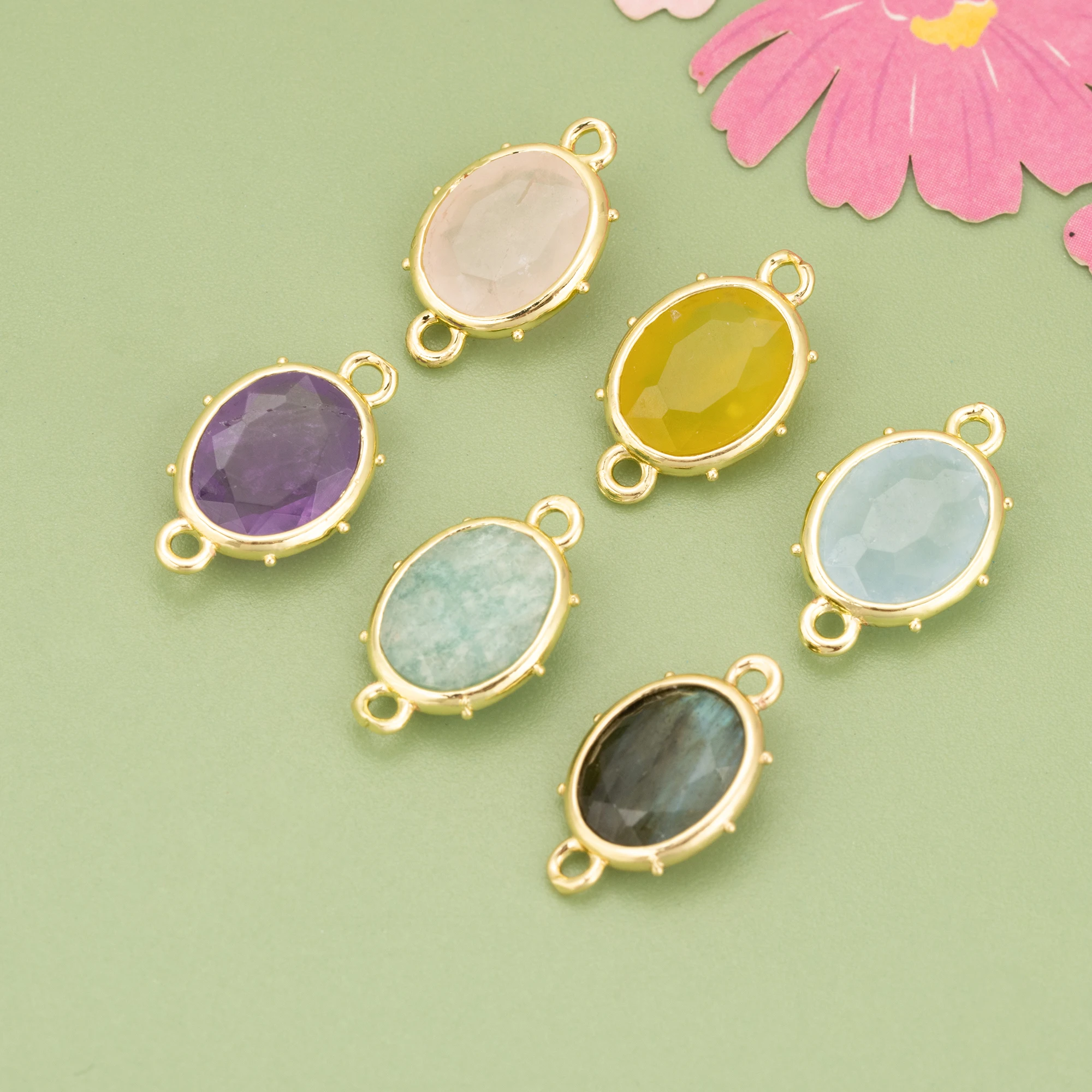 YEGUI,4pcs/lot,MI17,jewelry accessories,18k gold plated,copper,natural stone,jewelry making,hand made,diy pendants view 4