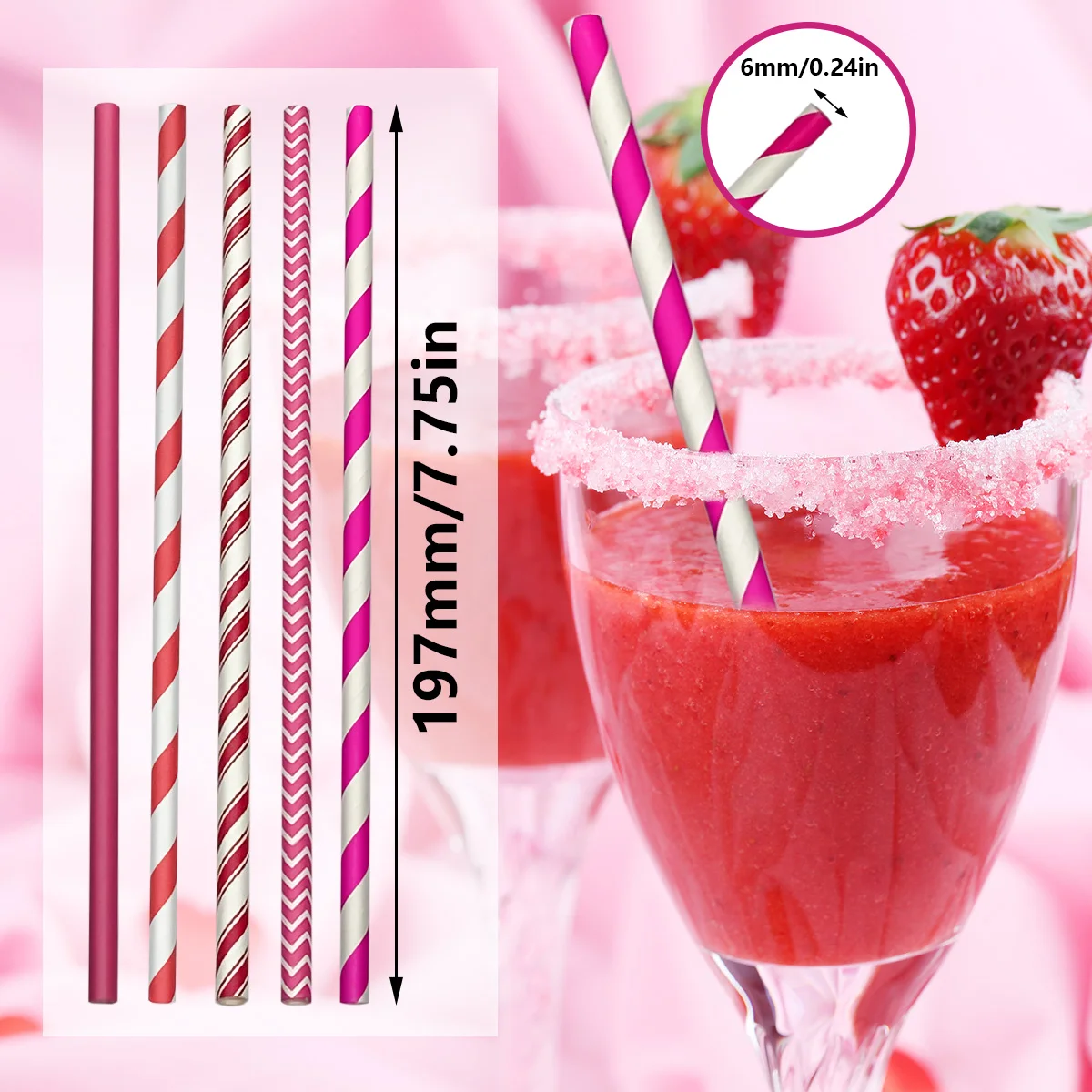 

Стильные бумажные трубочки розового и белого цвета — полосатый/шееврон, 7,75 дюйма, экологически чистый, идеально подходит для коктейлей, десертных напитков, поделок своими руками