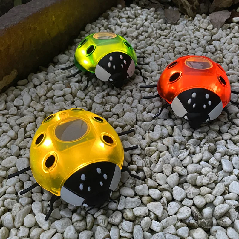 Ladybug  Garden Solar Lights Outdoor Waterproof Sun Lamp Backyard Landscape Lawn Deck Tree Faces Decor Solar Powered Fence Lamp