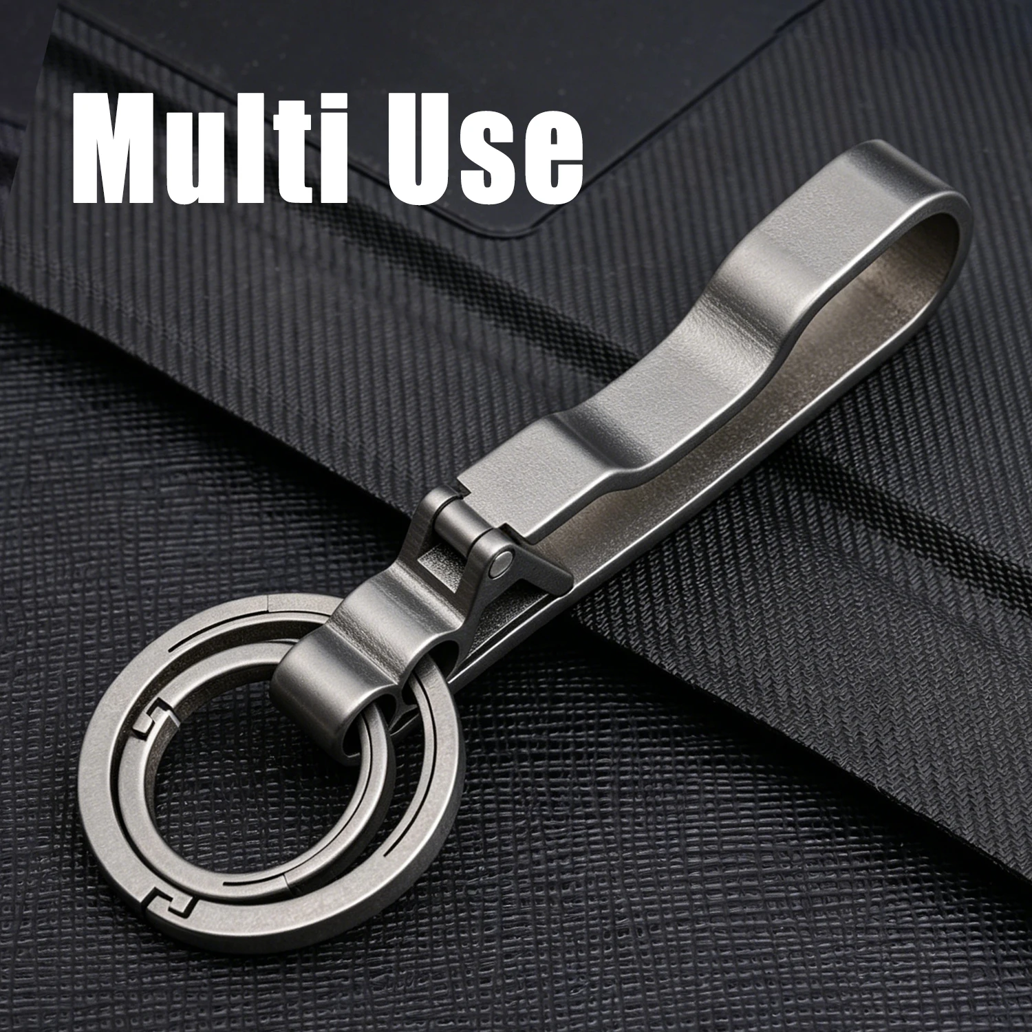Men's EDC Titanium Alloy Keychain Double Headed Buckle Universal Key Holder Durable Multi-Functional Pocket Tool